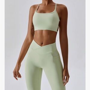 Mint Green Women's Sports Bra and Leggings Set